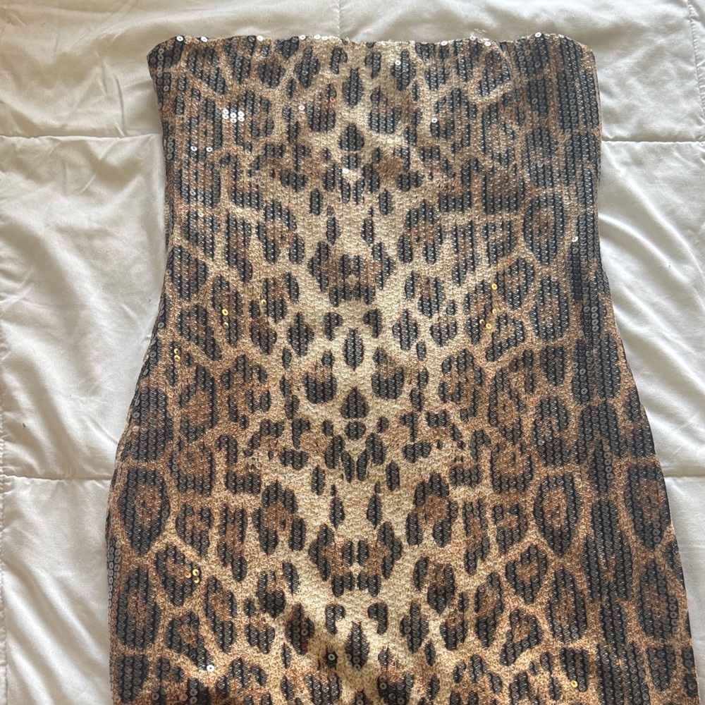 Leopard Print Sequin Skirt